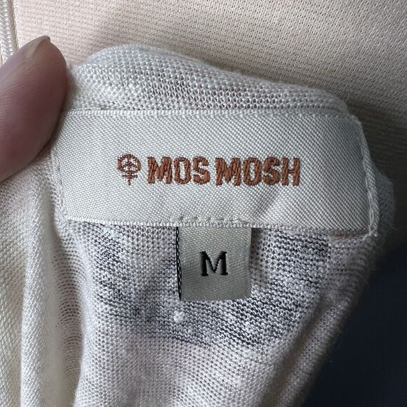 Mos Mosh Women's Cream Listen to Heart Peace Sequin Linen Size Medium Gosh Tee - Picture 7 of 9